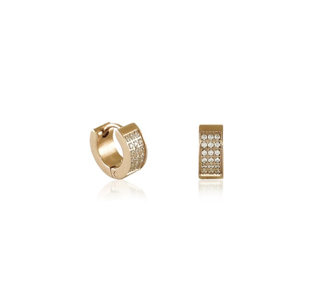 B.Tiff Pave Gold Plated Stainless Steel Huggie Earrings
